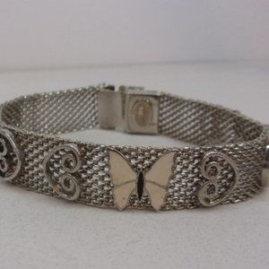Paradise Silver Mesh Butterfly Bracelet 7" Long